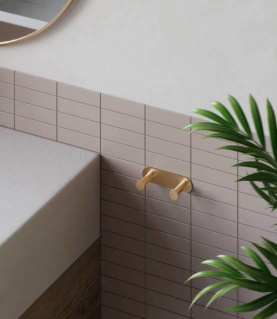 Brushed gold wall bar with double hooks