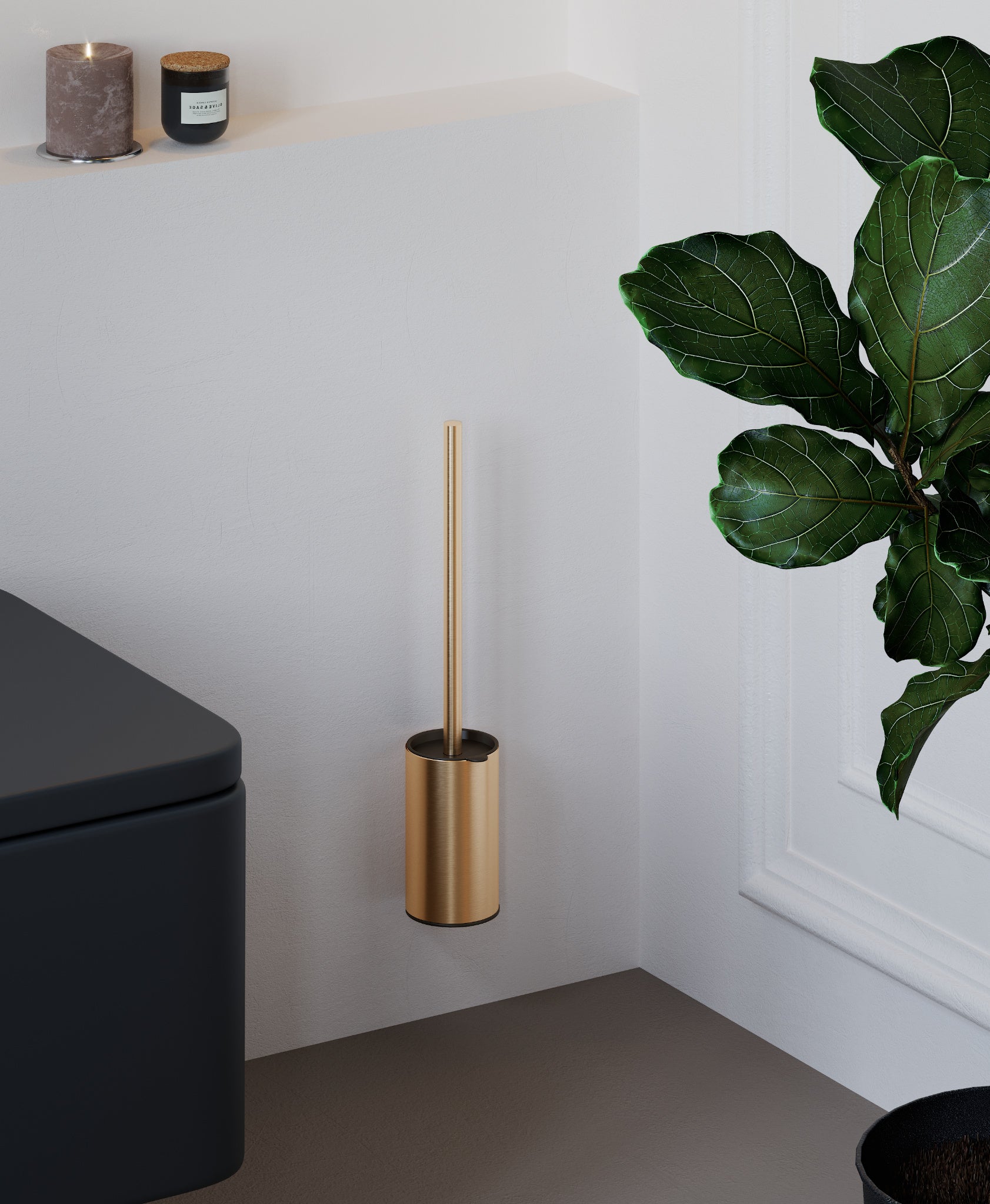 Brosse WC – murale ou sur pied, or brossé